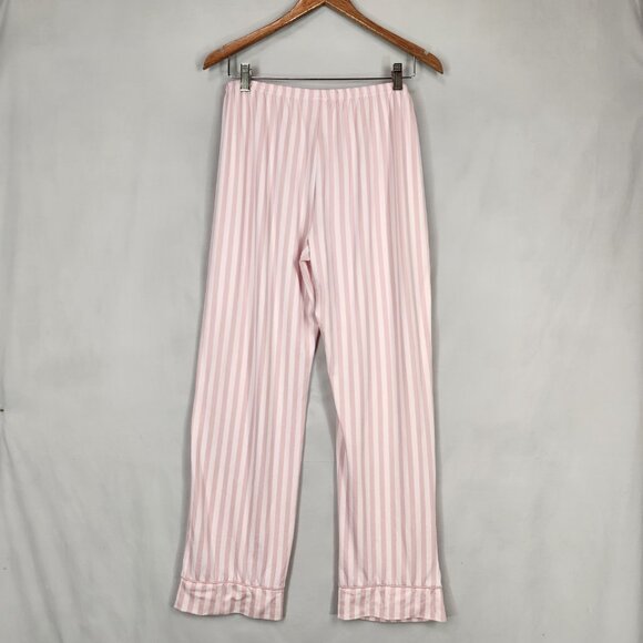 Laura Ashley Pink Stripe Knit Pajamas SZ M Button Front Contrasting Trim - Picture 5 of 14